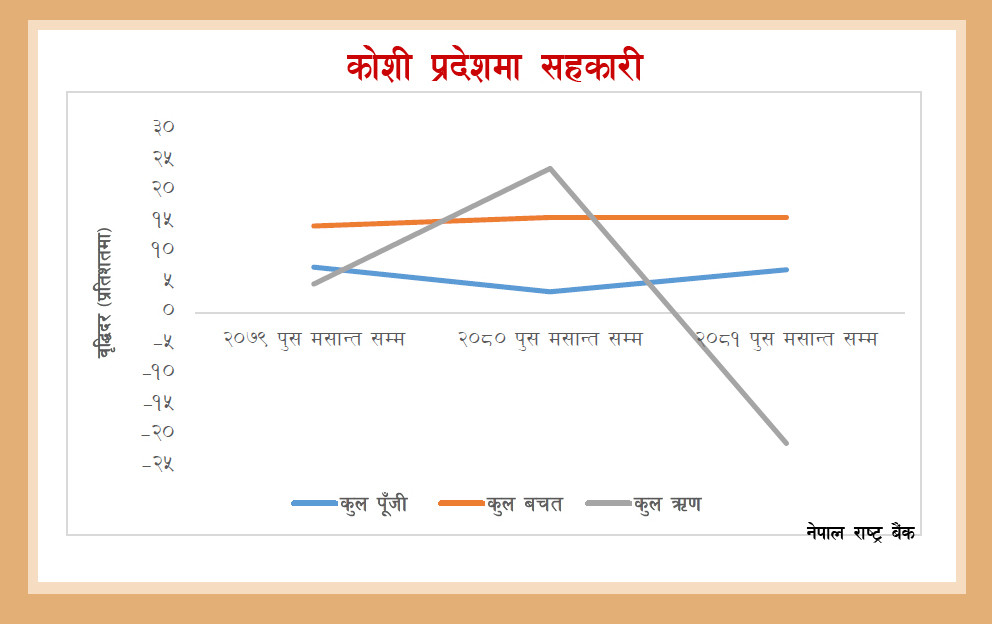 कोशी प्रदेशका सहकारीमा पुँजी र बचत वृद्धि, कर्जा लगानी भने घट्यो